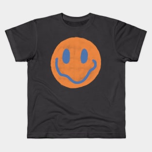 Orange and Blue Vintage Smiley Face Kids T-Shirt